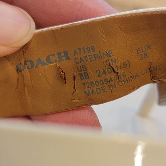 Coach Chalk Caterine Logo Hardware Flat Post Thong Toe Buckle Sandals - Picture 7 of 10